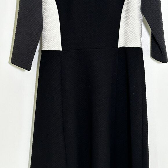 Boden Fit & Flare Colorblock Dress Size 10R 10 Black Grey Quilted Knee Length - Picture 5 of 12